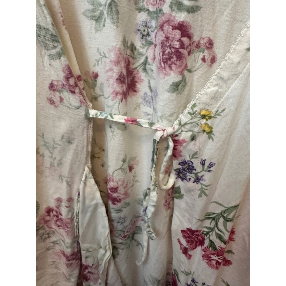 Lauren Ralph Lauren Floral Cotton Knit Robe Cardigan Pink Cream Large 8141035 - Picture 5 of 8